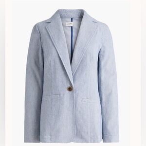 J. Crew Factory Womens Navy Blue White Striped Blazer Blue Size 12 Nautical 2025